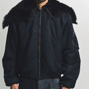 Men's Black Fur-Collar Jacket